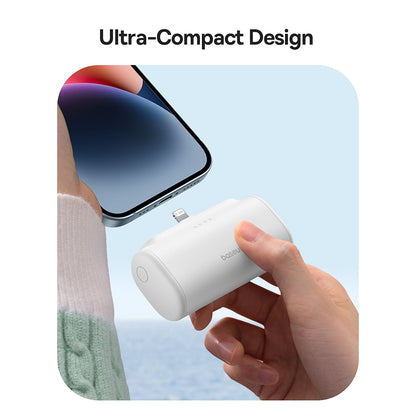 Ekstern batteri Baseus Compact, 5000mAh, 20W, PD, 1 x Lightning - 1 x USB-C, Hvid P10068307213-00