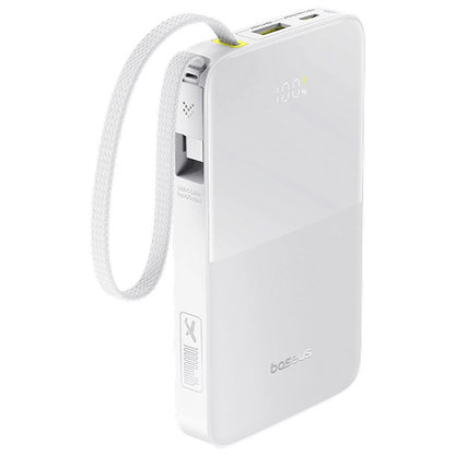 Ekstern batteri Baseus EnerFill Bipow2 Pro, 10000mAh, 22.5W, QC + PD, 1 x USB-A - 2 x USB-C, Hvid E0027601