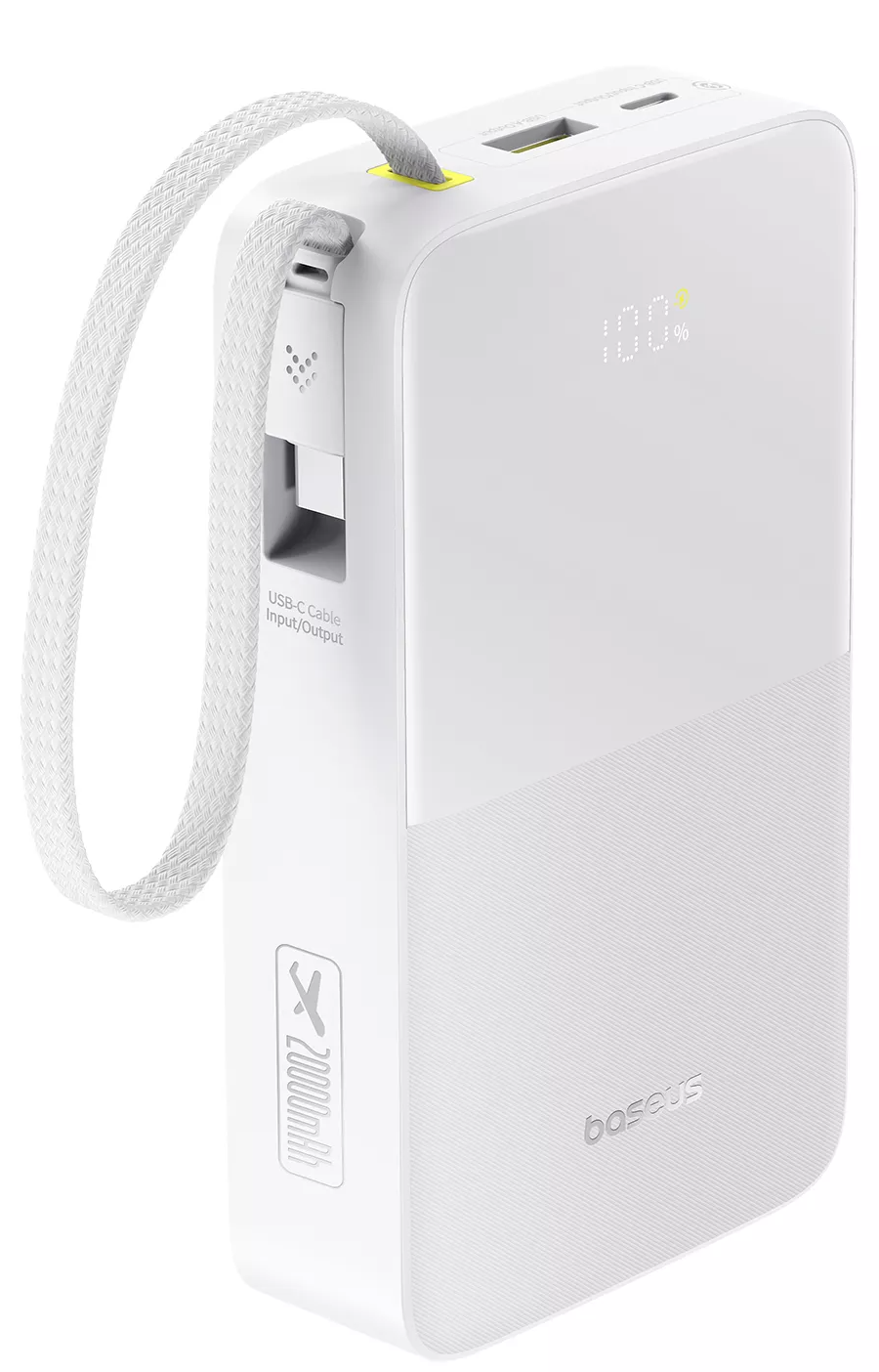 Ekstern batteri Baseus EnerFill Bipow2 Pro, 20000mAh, 22.5W, QC + PD, 1 x USB-A - 2 x USB-C, Hvid E0027700