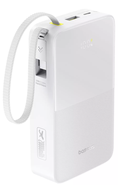 Ekstern batteri Baseus EnerFill Bipow2 Pro, 20000mAh, 22.5W, QC + PD, 1 x USB-A - 2 x USB-C, Hvid E0027700