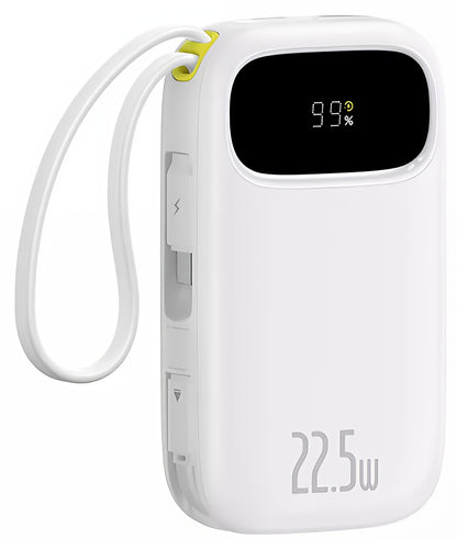 Ekstern Batteri Baseus EnerFill FC31, 10000mAh, 22.5W, QC + PD, 1 x Lightning - 1 x USB-A - 2 x USB-C, Hvid P10082106213-00
