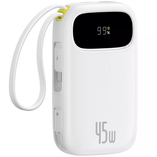 Ekstern Batteri Baseus EnerFill FC31, 20000mAh, 45W, QC + PD, 1 x Lightning - 1 x USB-A - 2 x USB-C, Hvid P10082105213-00
