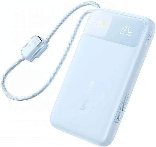 Baseus EnerFill FC11 Ekstern Batteri, 10000mAh, 22.5W, QC + PD, 1 x Lightning - 1 x USB-A - 2 x USB-C, Blå E0027R06