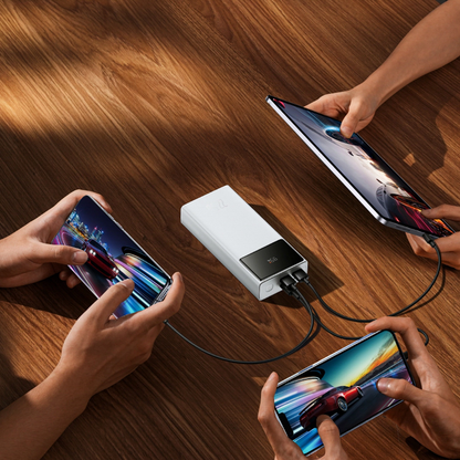 Ekstern Batteri Baseus EnerFill FP41, 30000mAh, 22.5W, QC + PD, 1 x USB-C - 2 x USB-A, Hvid E0027K01