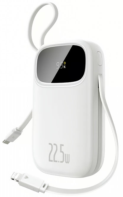 Ekstern Batteri Baseus EnerFill FC31, 10000mAh, 22.5W, QC + PD, 1 x Lightning - 1 x USB-A - 2 x USB-C, Hvid P10082106213-00