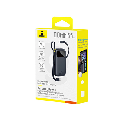 Baseus EnerFill FC31 External Battery, 10000mAh, 22.5W, QC + PD, 1 x Lightning - 1 x USB-A - 2 x USB-C, Black