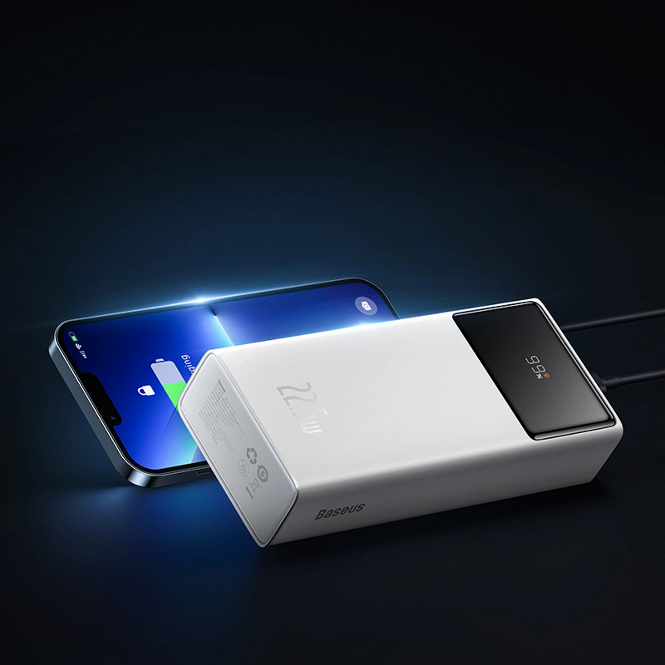 Ekstern Batteri Baseus EnerFill FP41, 30000mAh, 22.5W, QC + PD, 1 x USB-C - 2 x USB-A, Hvid E0027K01
