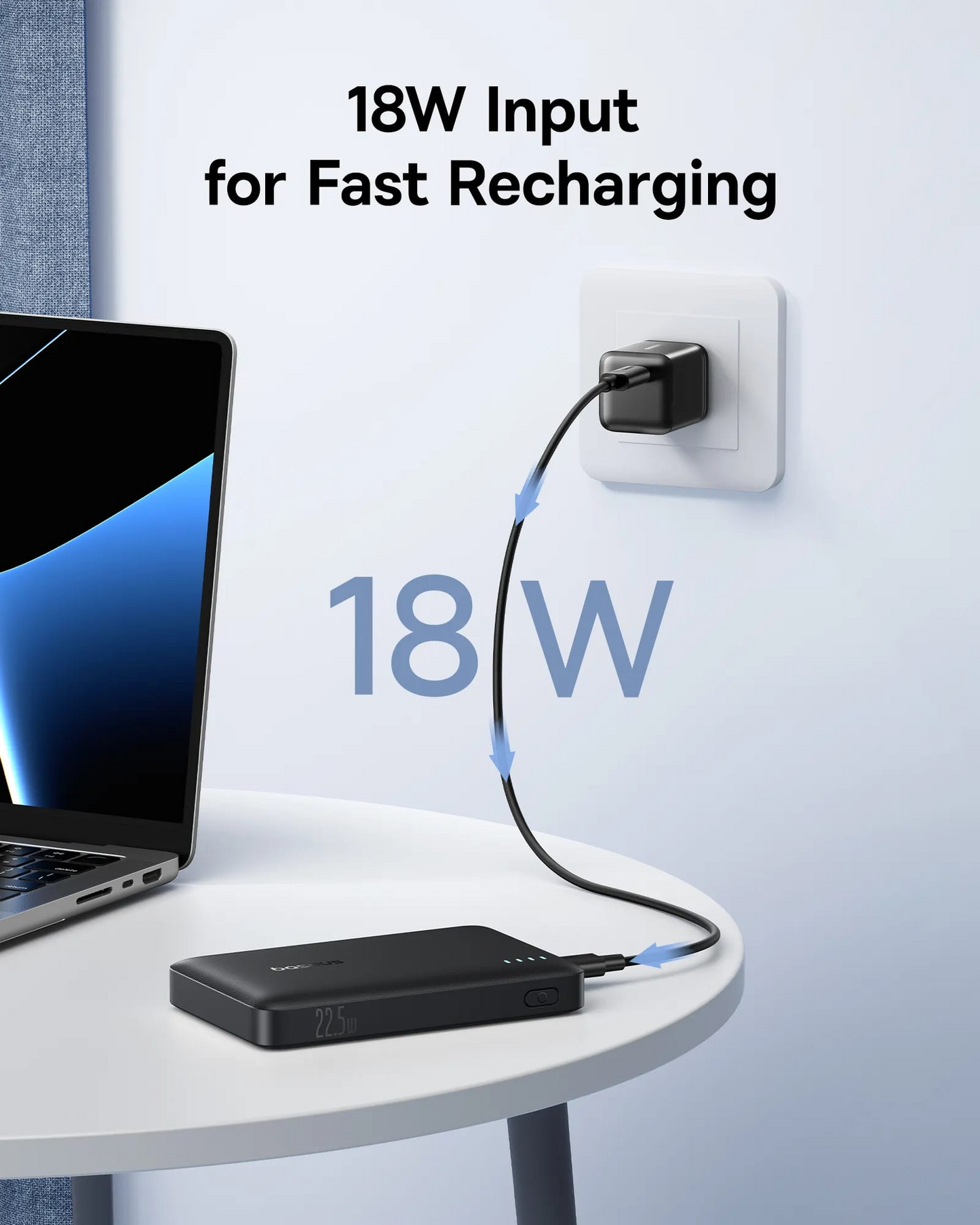 Ekstern batteri Baseus EnerFill FP21, 10000mAh, 22.5W, QC + PD, 1 x USB-A - 2 x USB-C, Sort P1008210D123-00