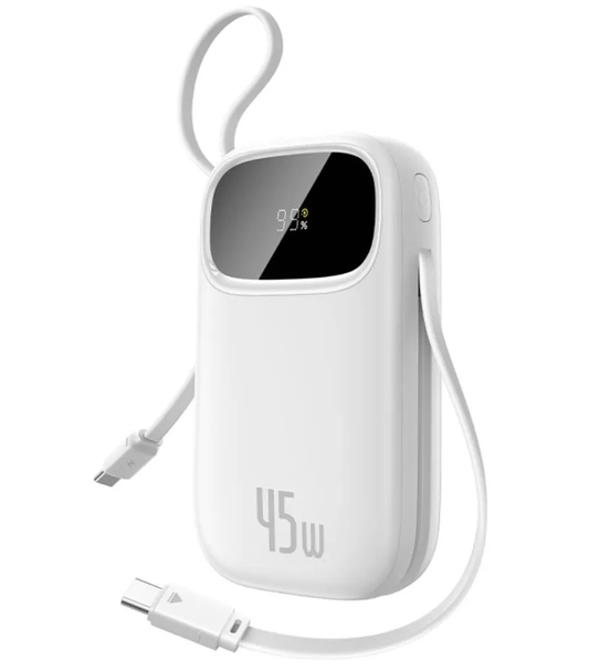 Ekstern Batteri Baseus EnerFill FC31, 20000mAh, 45W, QC + PD, 1 x Lightning - 1 x USB-A - 2 x USB-C, Hvid P10082105213-00
