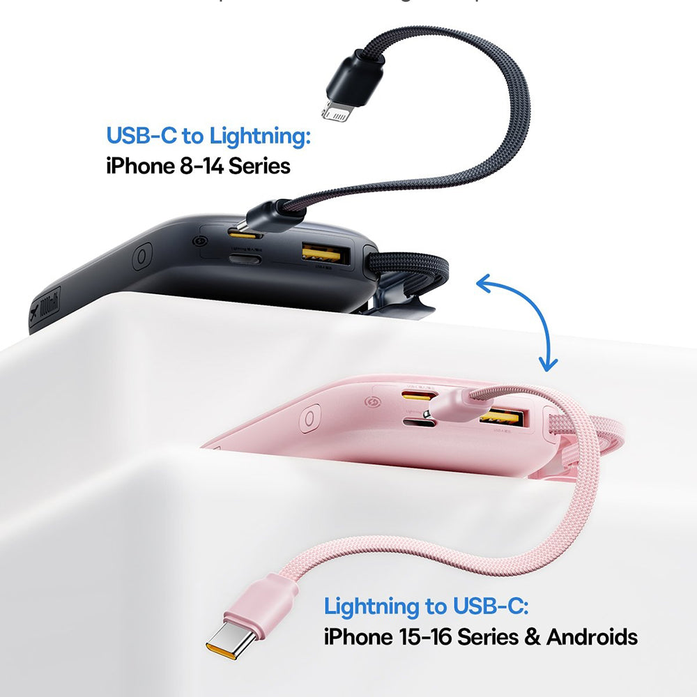 Ekstern batteri Baseus EnerFill FC21 Qpow 3 Ultra, 10000mAh, 22.5W, QC + PD, 1 x USB-A - 1 x USB-C, Pink E0027L02