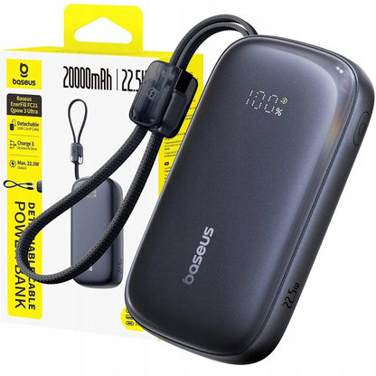 Ekstern batteri Baseus EnerFill FC21 Qpow 3 Ultra, 20000mAh, 22.5W, QC + PD, 1 x USB-A - 1 x USB-C, Sort E0027M00