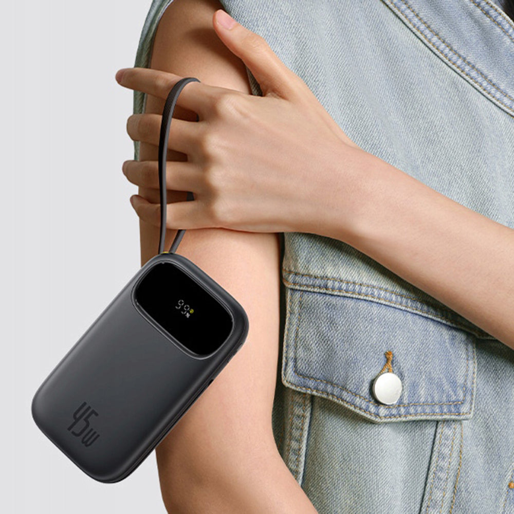 Ekstern batteri Baseus EnerFill FC31 Qpow 3, 10000mAh, 45W, QC + PD, 1 x Lightning - 1 x USB-A - 2 x USB-C, Sort E0028C00