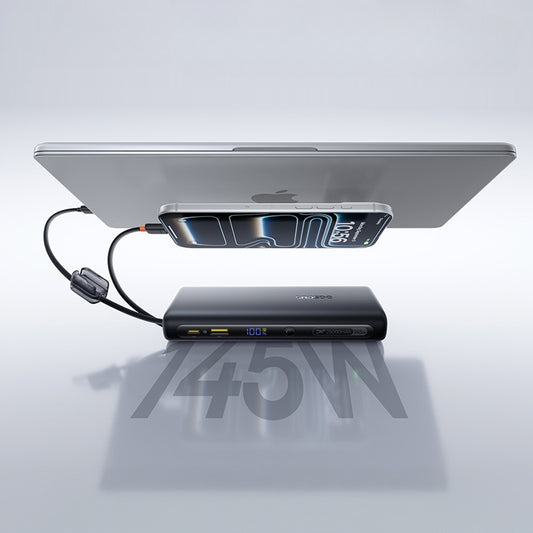 Baseus EnerFill FC41 Ekstern Batteri, 25000mAh, 145W, QC + PD, 1 x USB-A - 3 x USB-C, Sort E0028H03