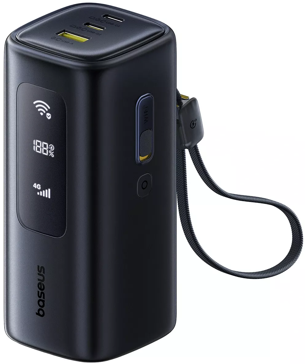 Baseus EnerGeek GX11 Ekstern Batteri, 20000mAh, 67W, QC + PD, 1 x USB-A - 2 x USB-C, Sort E0025701