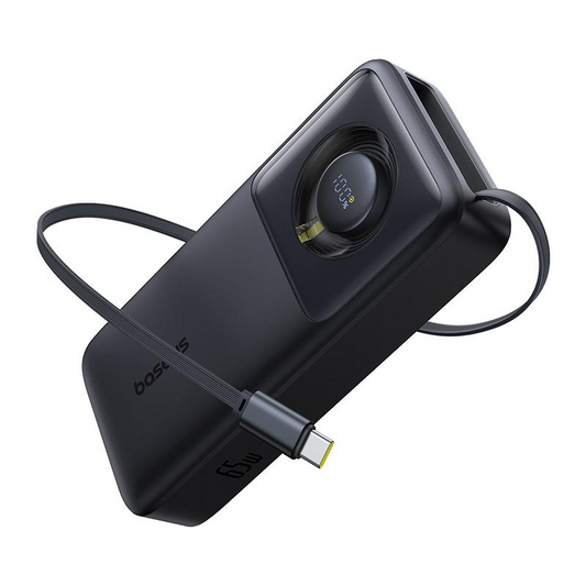 Ekstern Batteri Baseus Free2Pull, 20000mAh, 65W, PD, 2 x USB-C, Sort, Genforseglet P10073700123-00