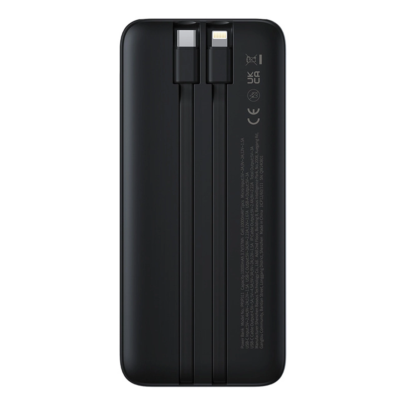 Ekstern batteri Baseus Lipow, 10000mAh, 22.5W, QC + PD, 1 x Lightning - 1 x USB-A - 2 x USB-C, Sort P10079101123-00