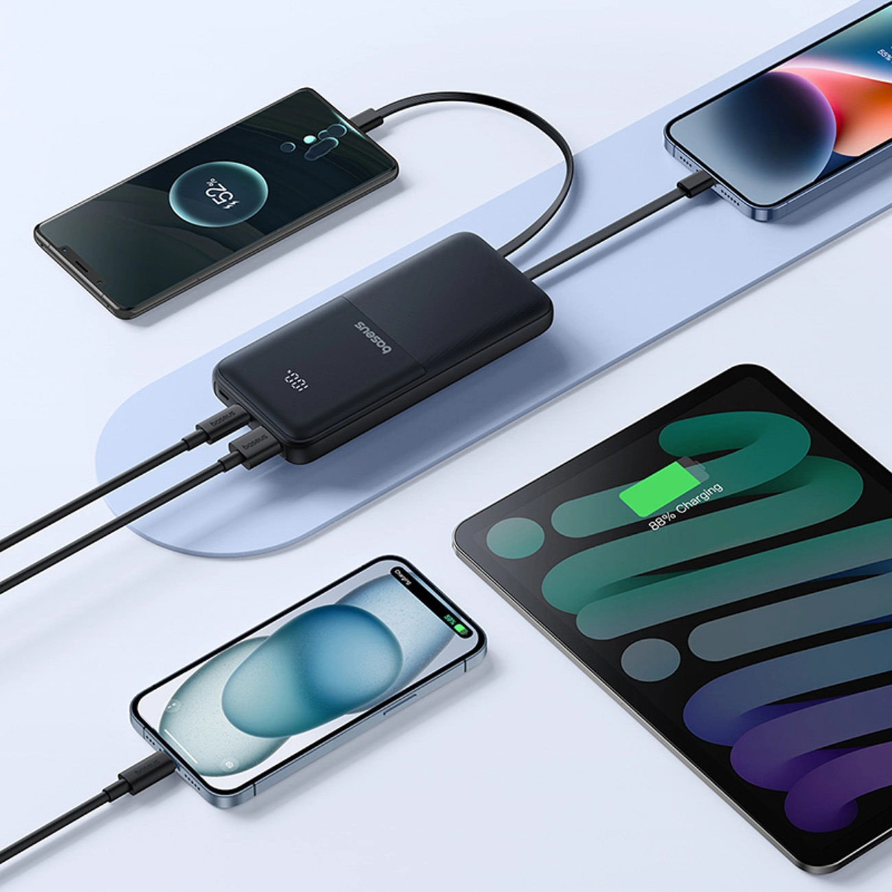 Ekstern batteri Baseus Lipow, 10000mAh, 22.5W, QC + PD, 1 x Lightning - 1 x USB-A - 2 x USB-C, Sort P10079101123-00