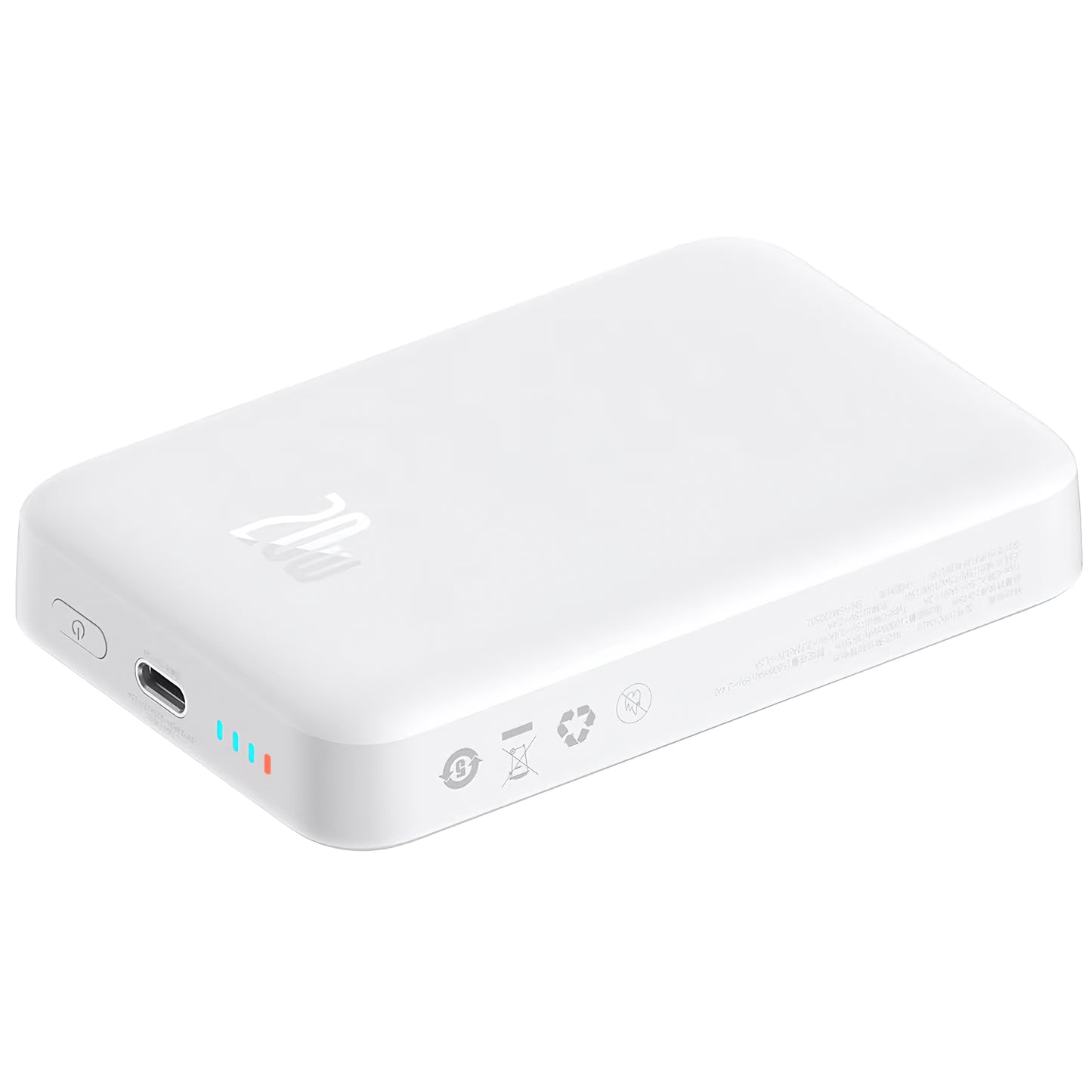 Ekstern batteri Baseus Magnetic Mini, 10000mAh, 20W, PD + FQI, 1 x USB-C, Hvid P10059001223-00