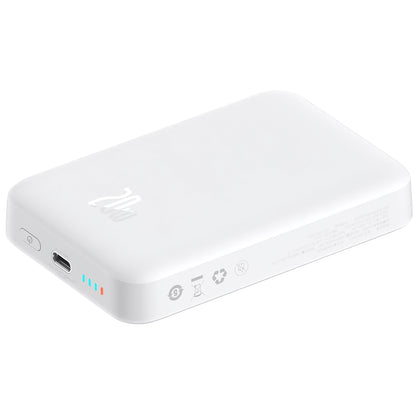 Ekstern batteri Baseus Magnetic Mini, 10000mAh, 20W, PD + FQI, 1 x USB-C, Hvid P10059001223-00