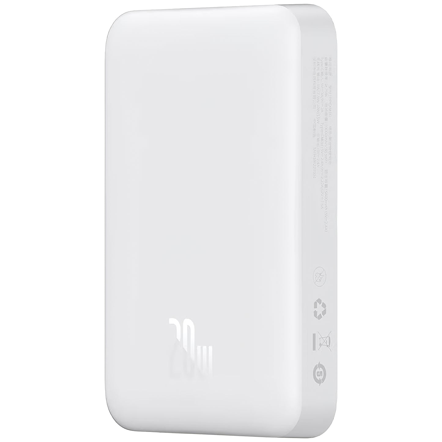 Ekstern batteri Baseus Magnetic Mini, 10000mAh, 20W, PD + FQI, 1 x USB-C, Hvid P10059001223-00
