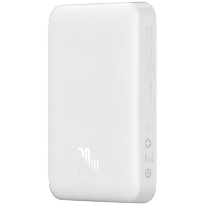 Ekstern batteri Baseus Magnetic Mini, 10000mAh, 20W, PD + FQI, 1 x USB-C, Hvid P10059001223-00