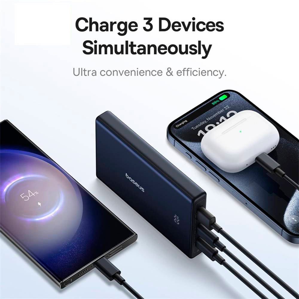 Baseus PicoGo External Battery, 10000mAh, 20W, QC + PD, 1 x USB-A - 2 x USB-C, Black P10076801123-00