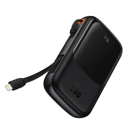 Ekstern batteri Baseus Qpow Pro, 10000mAh, 20W, QC + PD, 1 x Lightning - 1 x USB-A - 1 x USB-C, Sort PPQD020001