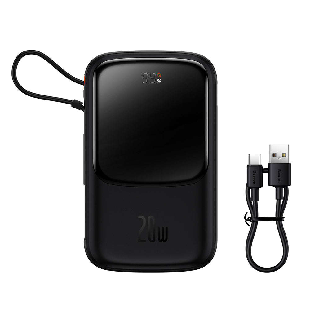 Ekstern batteri Baseus Qpow Pro, 10000mAh, 20W, QC + PD, 1 x Lightning - 1 x USB-A - 1 x USB-C, Sort PPQD020001