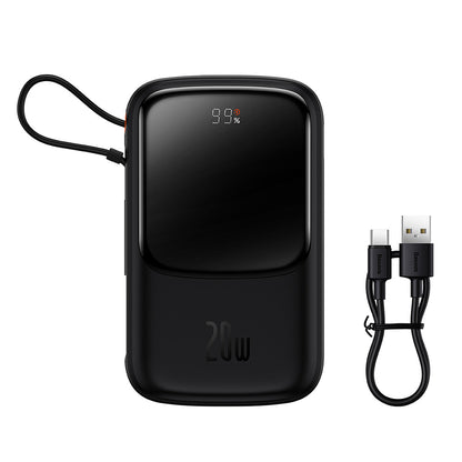Ekstern batteri Baseus Qpow Pro, 10000mAh, 20W, QC + PD, 1 x Lightning - 1 x USB-A - 1 x USB-C, Sort PPQD020001