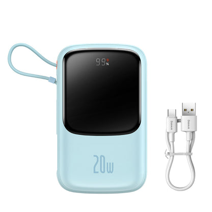 Ekstern batteri Baseus Qpow Pro, 20000mAh, 20W, QC + PD, 1 x Lightning - 1 x USB-A - 1 x USB-C, Blå PPQD030003
