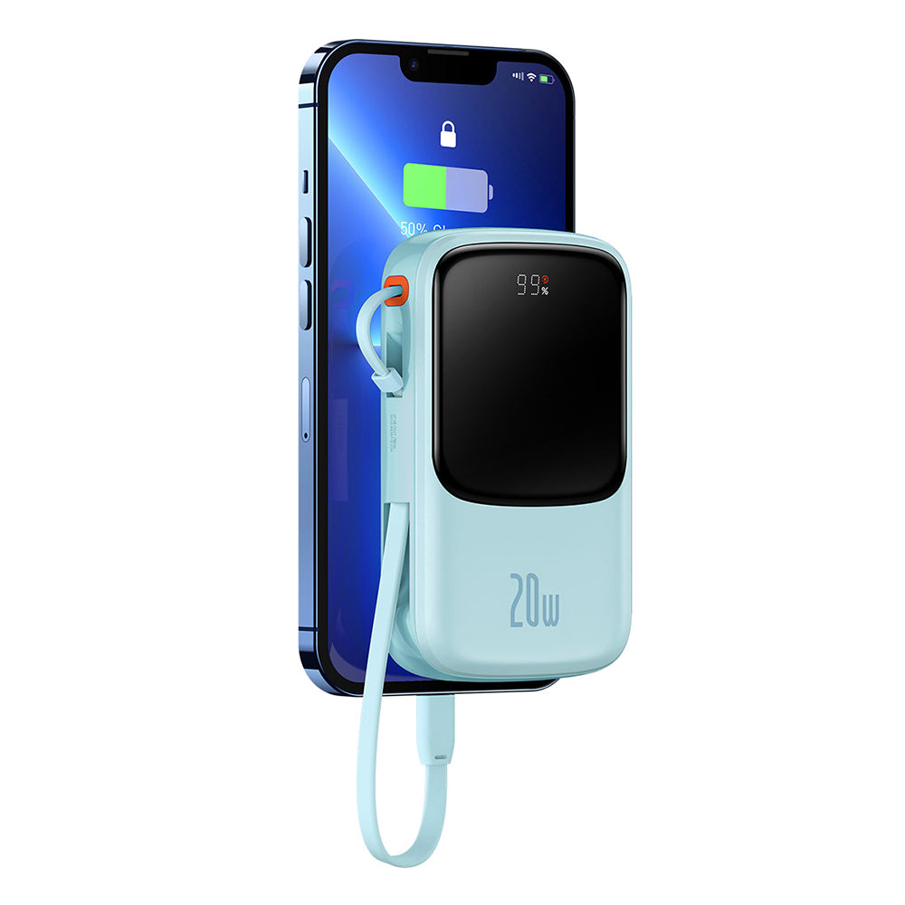 Ekstern batteri Baseus Qpow Pro, 20000mAh, 20W, QC + PD, 1 x Lightning - 1 x USB-A - 1 x USB-C, Blå PPQD030003