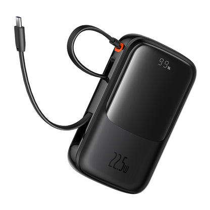 Ekstern batteri Baseus Qpow Pro+, 10000mAh, 22.5W, QC + PD, 1 x USB-A - 2 x USB-C, Sort P10067101113-00