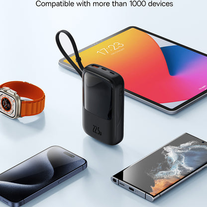 Ekstern batteri Baseus Qpow Pro+, 10000mAh, 22.5W, QC + PD, 1 x USB-A - 2 x USB-C, Sort P10067101113-00