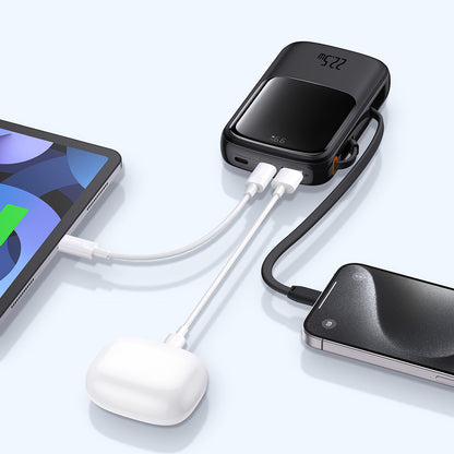 Ekstern batteri Baseus Qpow Pro+, 10000mAh, 22.5W, QC + PD, 1 x USB-A - 2 x USB-C, Sort P10067101113-00