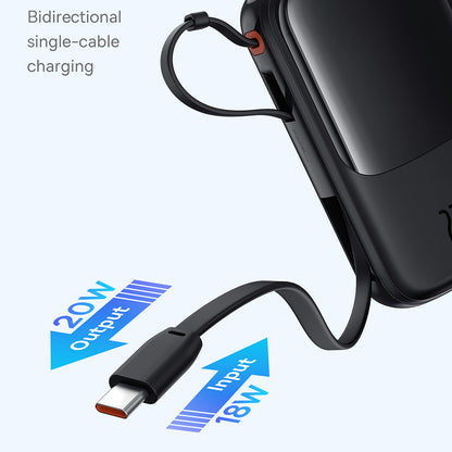 Ekstern batteri Baseus Qpow Pro+, 10000mAh, 22.5W, QC + PD, 1 x USB-A - 2 x USB-C, Sort P10067101113-00