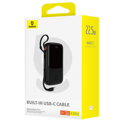 Ekstern batteri Baseus Qpow Pro+, 10000mAh, 22.5W, QC + PD, 1 x USB-A - 2 x USB-C, Sort P10067101113-00