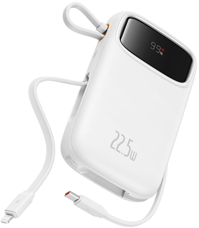 Ekstern batteri Baseus Qpow2, 10000mAh, 22.5W, QC + PD, 1 x Lightning - 1 x USB-A - 2 x USB-C, Hvid P10055003223-00