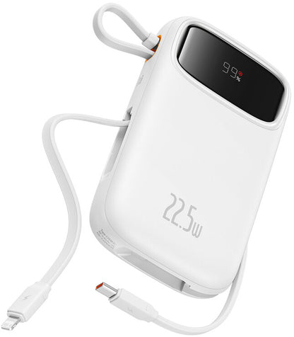 Ekstern batteri Baseus Qpow2, 10000mAh, 22.5W, QC + PD, 1 x Lightning - 1 x USB-A - 2 x USB-C, Hvid P10055003223-00