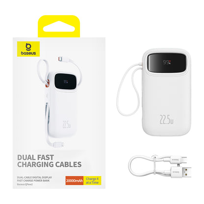 Ekstern batteri Baseus Qpow2, 20000mAh, 22.5W, QC + PD, 1 x Lightning - 1 x USB-A - 2 x USB-C, Hvid P10055002223-00