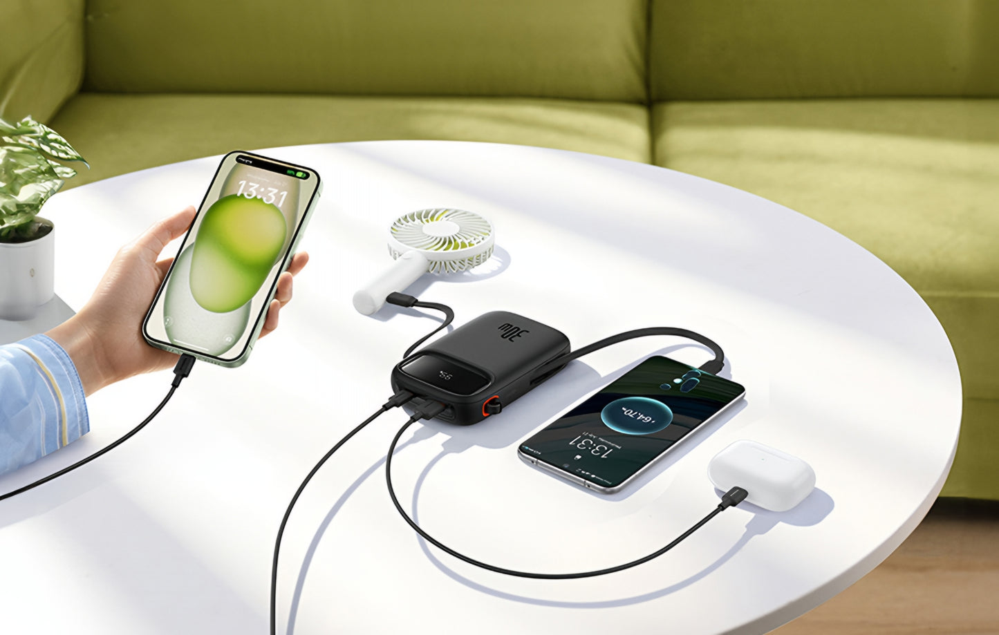 Ekstern batteri Baseus Qpow2, 20000mAh, 30W, QC + PD, 1 x USB-A - 3 x USB-C, Sort P10055009113-00
