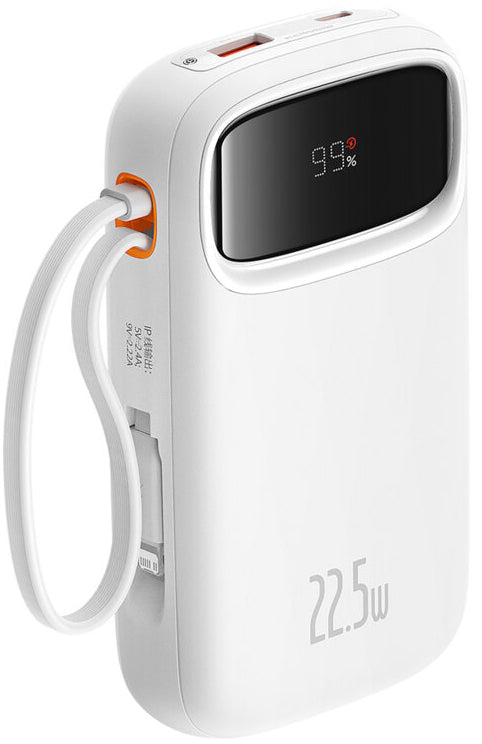 Ekstern batteri Baseus Qpow2, 10000mAh, 22.5W, QC + PD, 1 x Lightning - 1 x USB-A - 2 x USB-C, Hvid P10055003223-00