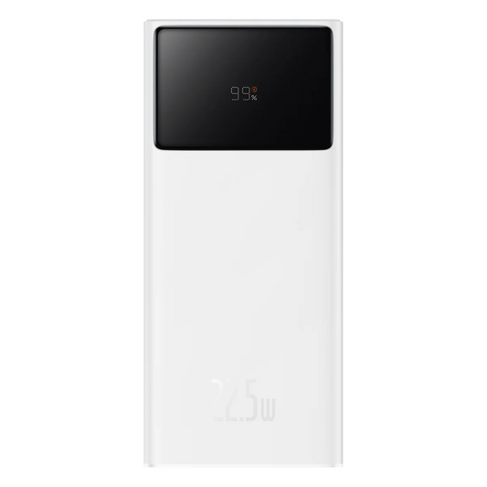 Ekstern Batteri Baseus Star Lord, 30000mAh, 22.5W, QC + PD, 1 x USB-C - 2 x USB-A, Hvid PPXJ080102