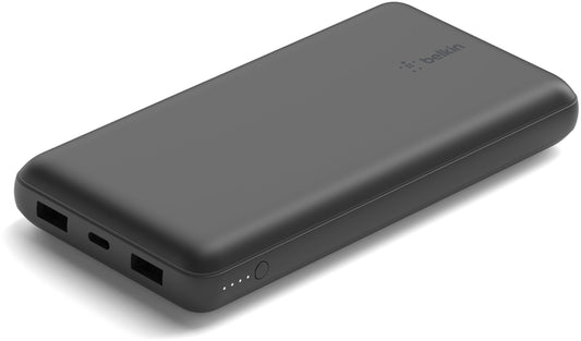 Belkin BoostCharge Pro Ekstern Batteri, 20000mAh, 15W, 1 x USB-C - 2 x USB-A, Sort BPB012btBK