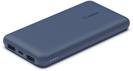 Belkin BoostCharge Ekstern Batteri, 10000mAh, 15W, 1 x USB-C - 2 x USB-A, Mørkeblå BPB011btBL