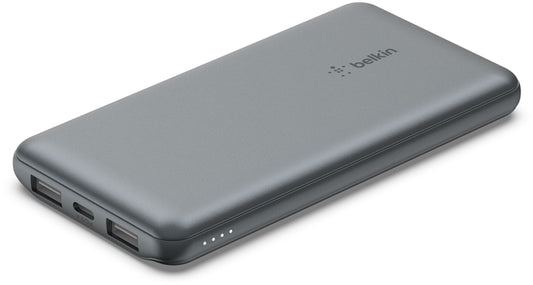 Belkin BoostCharge Ekstern Batteri, 10000mAh, 15W, 1 x USB-C - 2 x USB-A, Grå BPB011btGY