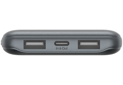 Belkin BoostCharge Ekstern Batteri, 10000mAh, 15W, 1 x USB-C - 2 x USB-A, Grå BPB011btGY
