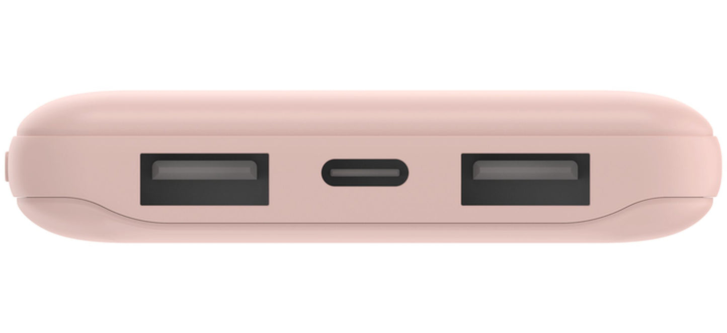 Belkin BoostCharge Ekstern Batteri, 10000mAh, 15W, 1 x USB-C - 2 x USB-A, Pink BPB011btRG