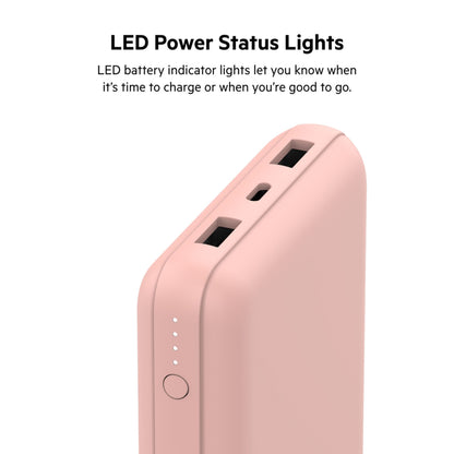 Belkin BoostCharge Ekstern Batteri, 20000mAh, 15W, 1 x USB-C - 2 x USB-A, Lyserød Guld BPB012btRG