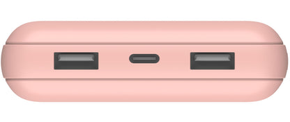 Belkin BoostCharge Ekstern Batteri, 20000mAh, 15W, 1 x USB-C - 2 x USB-A, Lyserød Guld BPB012btRG