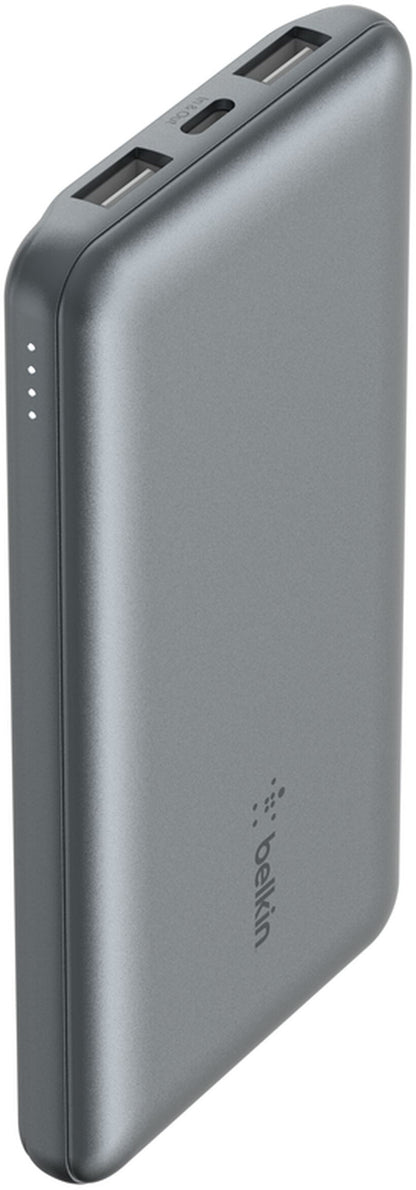 Belkin BoostCharge Ekstern Batteri, 10000mAh, 15W, 1 x USB-C - 2 x USB-A, Grå BPB011btGY